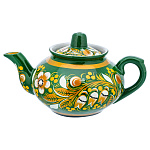 0090330  ХОХЛОМА чайник "Ландыши" зеленый  фон  0,4