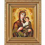Икона янтарная в стекле "Икона Божией Матери «Скоропослушница»"