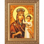 Картина-икона янтарная "Божия Матерь «Призри на смирение»"