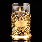 0058956 Златоуст НАБОР: ПОДСТАКАННИК "СТРЕЛЕЦ"+ложка,  позолота, в П/У