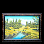 0055241 Нат.камень КАРТИНА "Речка в лесу" 69*49см 