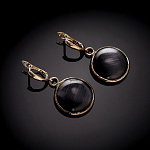 0026246/15,4г Серебро925* Серьги вст.- иск. Кошачий глаз  15,4г