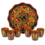 0072109  Хохлома Набор ВИННЫЙ 6 стопок на подносе