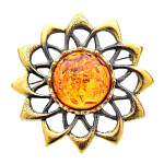 0045359/954.4 Брошь Солнышко (коньячный)