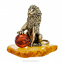 Бронзовая статуэтка с янтарем "Лев", фотография 2. Интернет-магазин ЛАВКА ПОДАРКОВ