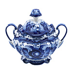 00150561/№3 Гжель Сахарница "Семейная №3"Малая  13*16см Авт. Алехин С.С. 