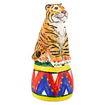 /МАЙОЛИКА  колокольчик "Тигренок на тумбе"