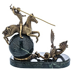 0070984 Бронза скульптура "Георгий Победоносец" на шаре