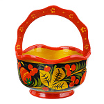 Корзинка деревянная с росписью "Клубника". Хохлома