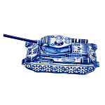 0061812 Гжель СКУЛЬПТУРА "Танк Т-34"авт.Ларин 