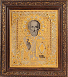 0015650 Златоуст Икона "Николай Чудотворец" камни Р-0332