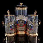 0055137 Златоуст Набор РФ триколор (френч пресс, подстаканник 2шт) ZF-369