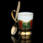 202749 Златоуст КОФЕЙНАЯ ПАРА  "Узор"с эмалью,без блюдца, в ПУ