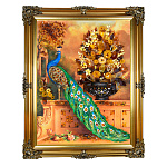 300681-НП Картина Янтарная Композиция "ПАВЛИН"60*80 см