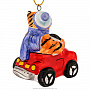 Елочная игрушка "Тигр на машинке". Майолика, фотография 4. Интернет-магазин ЛАВКА ПОДАРКОВ