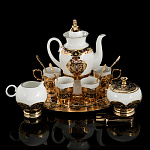 0057186/ 210020/2108 Златоуст СЕРВИЗ ДЛЯ КОФЕ (эмаль) чайник на блюде