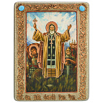 200444/15*20см Икона подарочная "Св.Преп. Сергий Радонежский"мор.дуб  в ПУ (RTI-281-2.m)