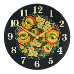 202800 Хохлома ЧАСЫ настенные ЦВЕТЫ,  d-25см
