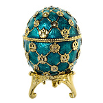 0030973/Е06-10-18 Традиции ФАБЕРЖЕ Сувенир ЯЙЦО Пасхальное малое "Сетка с каретой"