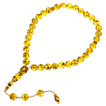 0073416 /37,9гр ЧЕТКИ ЯНТАРНЫЕ мусульманские 33 зерна (ЖЕЛТЫЙ)