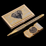  Златоуст НАБОР "ЛИДЕР":Визитница+Ручка+Зажим для денег в ПУ