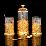 Набор с френч-прессом и подстаканниками "Национальная гвардия РФ". Златоуст