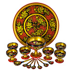 0021116 Хохлома Набор д/мороженого "Забава" 15пр. (в/кат) 63910000015