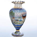 0022883/сюж Гжель Ваза "Весна идет" цвет/зол Авт. Алехин С.С.