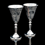 0055812 Серебро 875*НАБОР РЮМОК 2шт  гравировка, чернение серебра 123,4гр 123,4