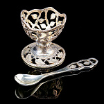 3762/НБ Серебро 925* Набор столовый д/завтрака"Листопад":подст. д/яйца+ложка в П/У 70,5