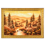 0090398-НП Картина Янтарная " ДОМИК У РУЧЬЯ " 60*40 см