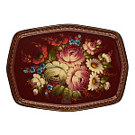 Поднос с авторской росписью "Цветы" 45х32 см