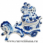 Шкатулка "Сенокос" Гжель