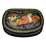 0073234/13*9см  Лаковая миниатюра Палех Шкатулка "Тройка" Шемякина