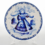 0021523/по воду Гжель Тарелка настенная "Сюжет.Зима" в асс. Д14см Авт. Алехин С.С.