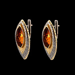 821900/6,56г  Серебро 925* СЕРЬГИ вст.Янтарь 