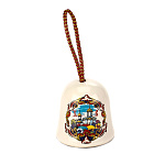 0032899 Сувенир  КОЛОКОЛЬЧИК-ПОДВЕС "ПАСХАЛЬНЫЙ ХРАМ"  керамика 3,5 см