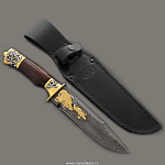0012245 Златоуст Оружие сувенирное НОЖ "Таежный "С"(дамаск,зол.колп.) NZK