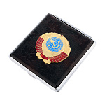 0016753 Сувенир ПОРТСИГАР С СИМВОЛИКОЙ (металл/кож-зам)