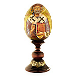 0051176 ЯЙЦО ПАСХАЛЬНОЕ расписное "Николай Чудотворец" на подставке 32СМ 