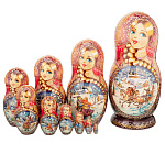 0061834 Матрешка "Тройка" зима,10 мест,h=28 см