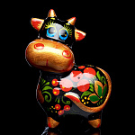 0066337 Хохлома СИМВОЛ ГОДА 2021 Коровка маленькая 5*7 см (фарфор)