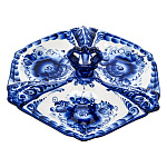  Гжель МЕНАЖНИЦА  С РУЧКОЙ  кобальт 3 секции 24,5*9см