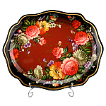 Поднос с авторской росписью "Цветы" 38х31 см