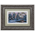 0070214/И/33*40см  Картина "Зимний пейзаж. Река"в раме ПЕРЛАМУТР