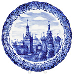 Декоративная тарелка "Кремль и Храм Василия Блаженного". Гжель