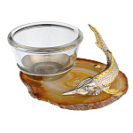 0061712 Икорница на агате с осетром 100*85*45мм