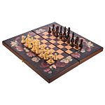 Шахматы-нарды-шашки деревянные "Цветы" 50х50 см