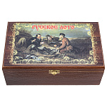 00297823 ИГРА РУССКОЕ ЛОТО "ОХОТНИКИ НА ПРИВАЛЕ" в дерев.ларце 
