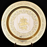 0020309/чернение Златоуст БЛЮДО с Гербом РФ чернение серебра, на подставке,  в П/У (812)